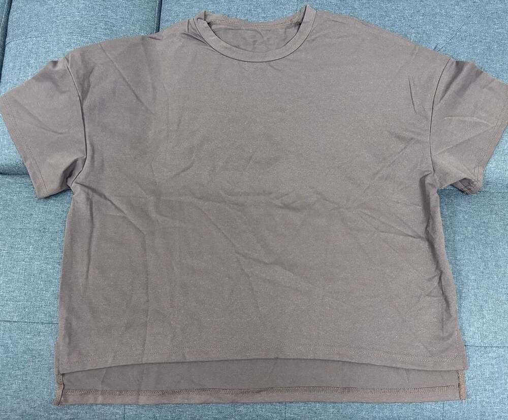 SHEIN Brown Short Sleeve Polyester Crew Neck T-Shirt Size L